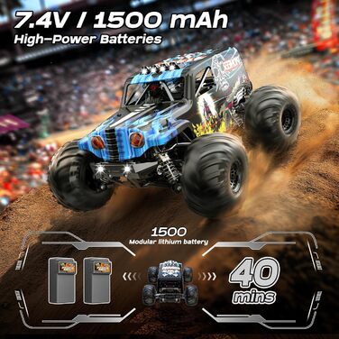 Радіокерований автомобіль 1/14 Brushless 70 км/год, 4WD, з амортизаторами, 2x LiPo акумулятори (Синій)