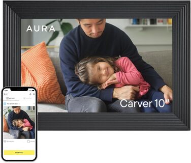 Розумний цифровий фотоальбом Aura Carver 10.1 дюйми HD Wi-Fi Cloud, безлімітний хмарний сховище, відправка фото з будь-якого місця - Gravel 10' - Чорний