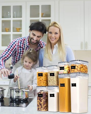 Набір контейнерів для зберігання Heucheey 25 шт. - Органайзер для кухні, контейнери для продуктів з кришкою, ємності для зберігання, мірна ложка, маркер, наклейки, щітка-губка