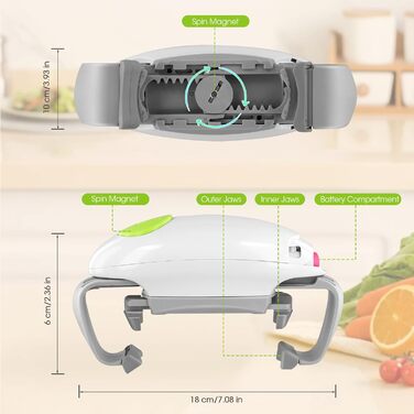 Відкривачка для консервів електрична одним дотиком, автоматична відкривачка для пляшок для слабких рук і людей похилого віку з артритом, відкриття без рук з меншими зусиллями при відкритті (білий)