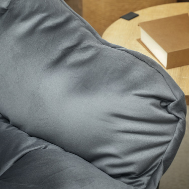 Сучасний акцентний крісло, м'яке крісло зі сталевими ніжками та бічними кишенями, для вітальні, спальні, сірого кольору