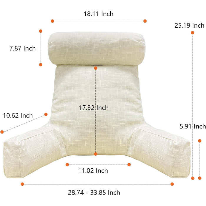 Ортопедична подушка для сну HONEHO з валиками для підтримки шиї, бежева