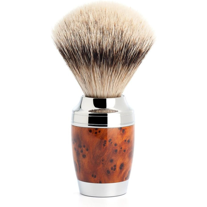 Щітка для гоління MHLE - серія Stylo - Silvertip Badger Pluck - Thuja Wood