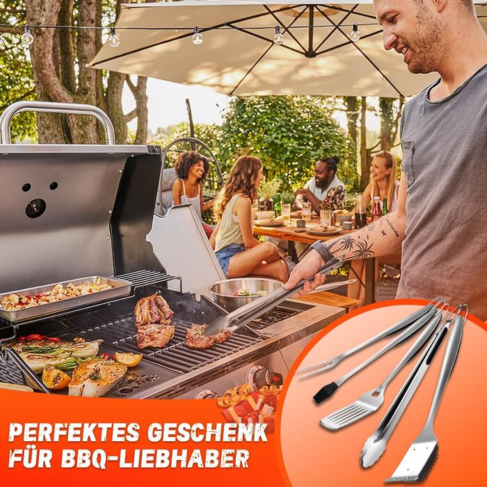 Набір гриля PURPLEBIRD 31 предмет: преміум аксесуари для барбекю з нержавіючої сталі для чоловіків та жінок, з сумкою, килимком для гриля, для саду, кемпінгу та дня народження