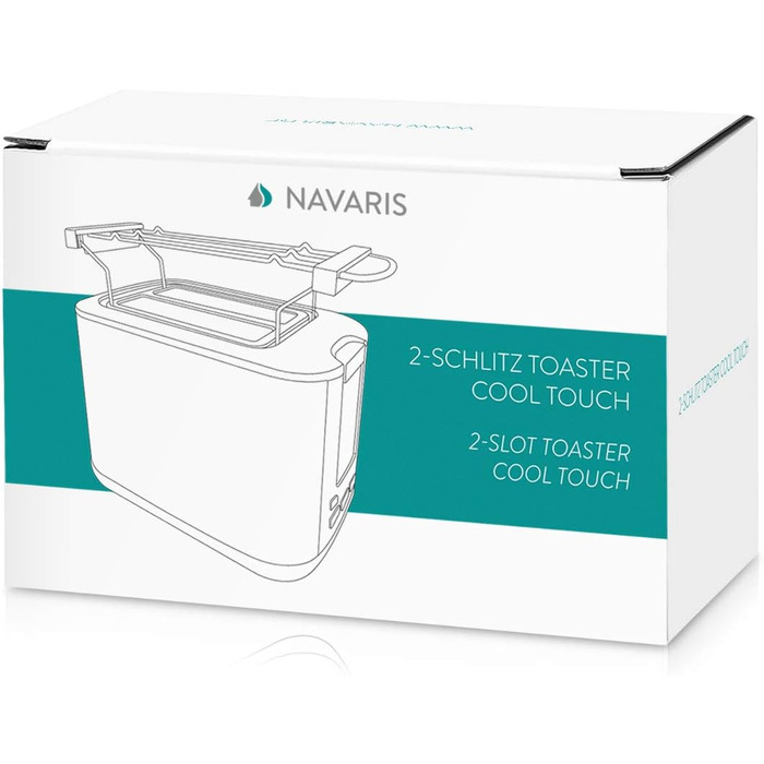 Тостер Navaris з подвійним отвором і насадкою для булочок - 2 дуже великі слоти для тостів - 6 рівнів - Автоматичне центрування хліба - 1000 Вт - (білий)