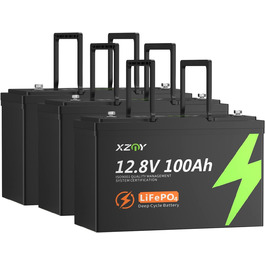 Літієва батарея XZNY 12V 100Ah Mini LiFePO4 зі 100A BMS, для автофургонів, сонячних батарей та автономної мережі (3 упаковки)