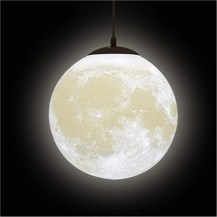 Підвісні стельові світильники з 3D-принтом Місяця-креативний стельовий світильник для всесвіту, планети, Місяця, нічника, стельової лампи, стельової лампи, Місяця для ресторану / бару / вітальні / дитячої / спальні, 25 см