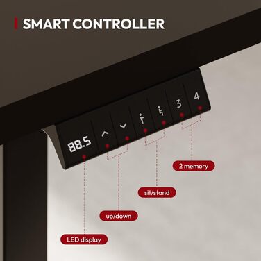 Регульований стіл Sanodesk 110x54 см - компактний стоячий стіл з аксесуарами, для маленьких приміщень, з антиколізійним захистом (білий). Також доступний розмір 140x60 см (чорний)