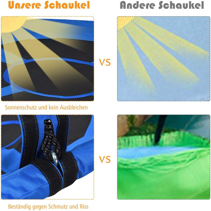 Шоукель DREAMADE для саду: регульована висота, діаметр 100 см, до 150 кг, для дітей та дорослих (блакитний)