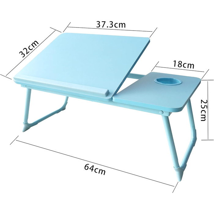 Стіл для ноутбука на ліжко з регульованими ніжками та тримачем для чашки, підставка для читання, стіл для сніданку на диван, ліжко, терасу, балкон (Білий, Синій)
