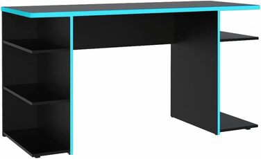 Комп'ютерний стіл Madesa Gaming з 5 полицями, 136x60x75 см, дерево - чорний/синій