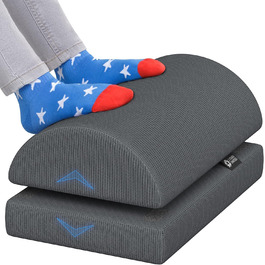 Підставка для ніг під стіл 5 STAR UNITED, регульована, з memory foam, сітчаста тканина, 15 см, для дому та офісу – темно-сіра