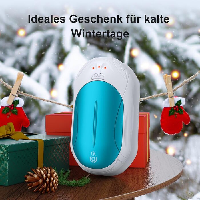 Електричні грілки для рук OUTJUT 6000mAh, 2 шт. USB, 3 режими нагріву, для спорту, кемпінгу, подарунок (8-Блакитний та Білий)