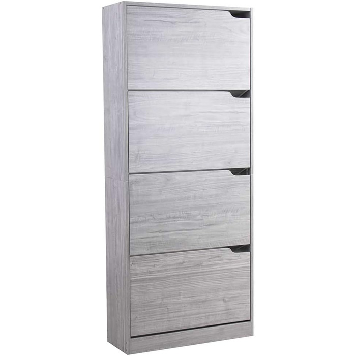 Стеллаж для взуття BAKAJI з МДФ, 4 дверцята, компактний, 63x24x150 см, зелений та дуб