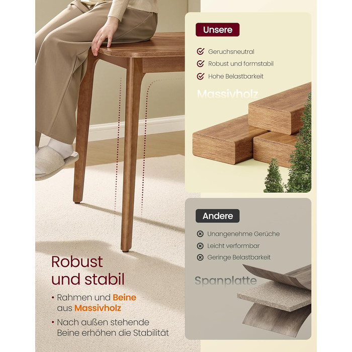 Стол розкладний VASAGLE для їдальні, кухні, офісу, 120 кг, горіховий колір, KDT090K01