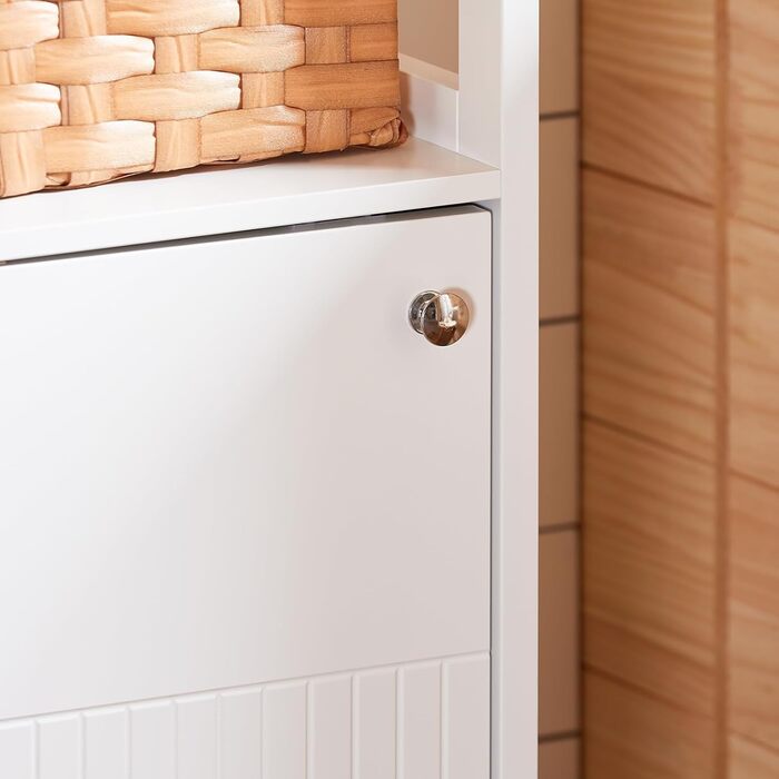 Шафка для ванної кімнати SoBuy BZR186-W, 30x30x89 см, білий колір, з регульованими полицями, вузька, для маленьких ванних кімнат