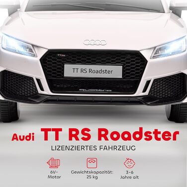 Дитячий електромобіль HOMCOM 12V з пультом, LED, USB/MP3, для дітей 3-5 років, білий