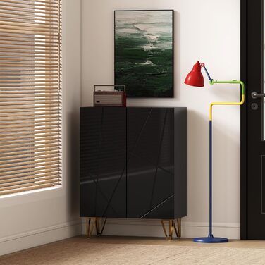 Шафа для взуття HOMCOM з 2 дверцятами, 3 регульовані полиці, на 15-20 пар, чорна, 72 x 31,5 x 95 см