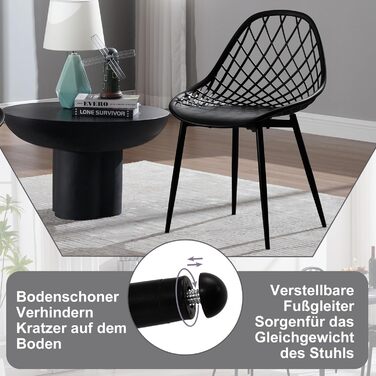 Стільці для їдальні та кухні, сучасний скандинавський дизайн, білий пластиковий стілець з металевими ніжками, набір 4 шт. (K0018EZS-4)