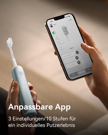 Laifen Wave: електрична звукова зубна щітка з магнітною зарядкою, 3 насадки, IPX7, для дорослих (блакитна)