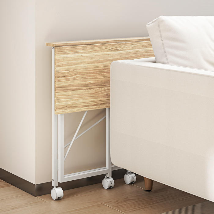 Складаний стіл на колесах, економія простору, сталь, МДФ, натуральний дизайн