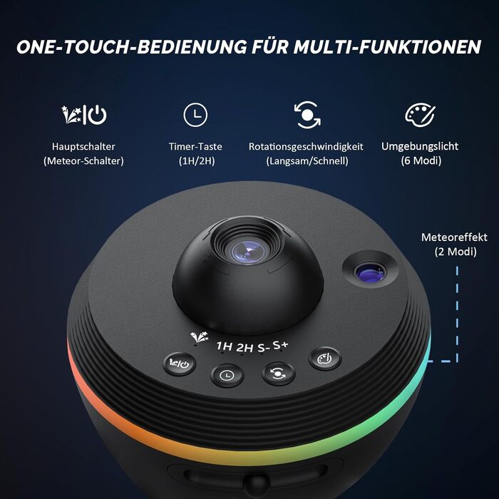 Проєктор зоряного неба Sternenhimmel: Галактика, планетарій, нічник для дітей та дорослих - чорний