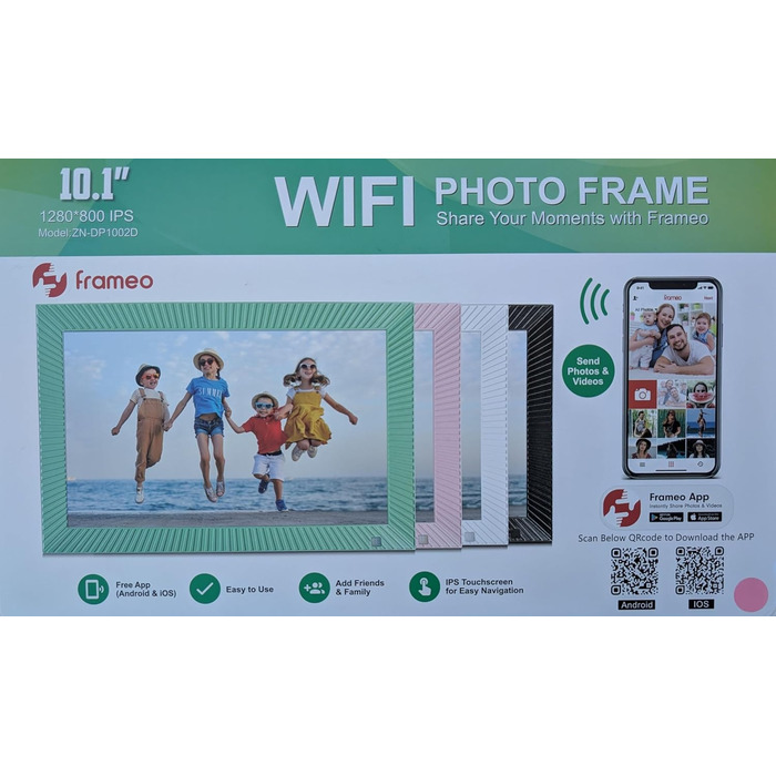 Цифровий фоторамка Cytem 10.1 дюйма з Wi-Fi, 32GB, сенсор руху, автоматичне поворотом, IPS 16:10 дисплей, сенсорний екран (рожевий)