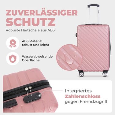 Набір валіз Onbest 3шт XXL (20', 24', 28') з ABS пластику, рожеве золото + ваги