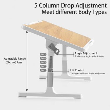 Зручний столик-підставка для ноутбука в ліжко з USB-зарядкою та ящиком для зберігання (жовтий)