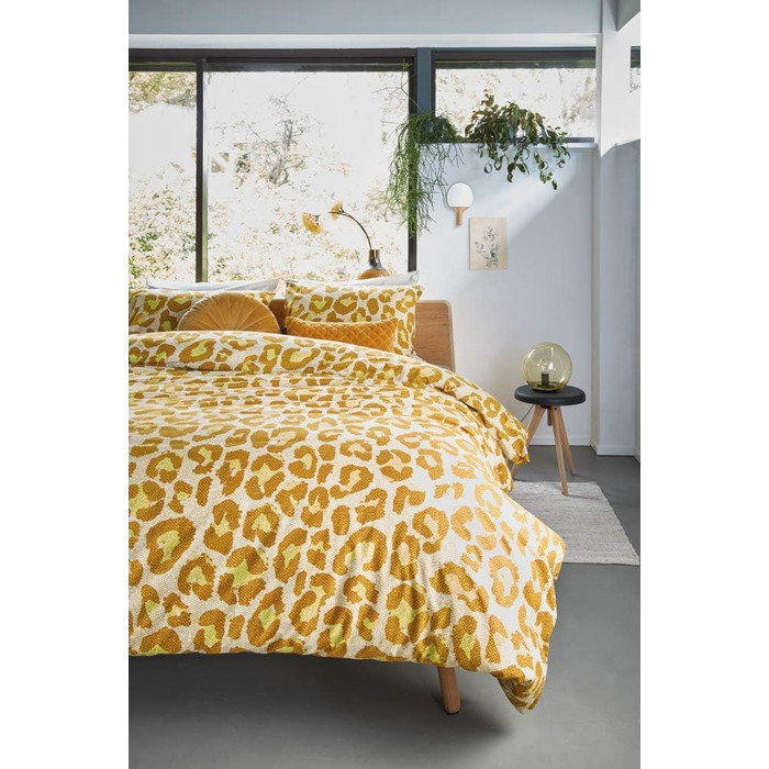 Комплект постільної білизни Fabrice Колір Жовтий Розмір 135x20080x80см Бавовна з леопардовим принтом