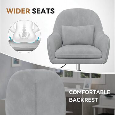 Крісло Aivermeil для офісу та дому: м'яке, з підголовником, обертове, регульоване по висоті, ергономічне, до 120 кг (сірий)