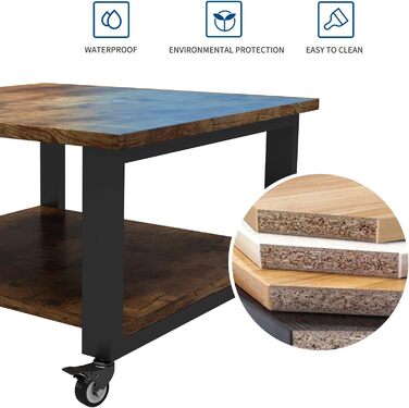 Підставка для принтера Natwind, 2 ящики, 50x50x32 см, великий стіл для принтера, копіювальна стійка під стіл, роликовий візок з полицею для паперу, тримач для принтера на коліщатках для домашнього офісу (ретро)