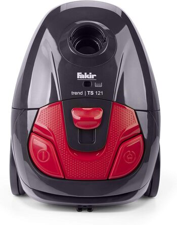 Пилсос Fakir Red Vac Power з мішком, 700W, з кабелем, HEPA фільтр H13, тихий двигун 69dB(A), великий мішок 3л, радіус дії 9м, чорно-червоний (TS 121)