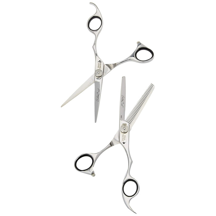 Набір ножиць Olivia Garden SilkCut, ножиці для стрижки волосся 5,75 дюйма та ножиці для полегшення європейської стрижки 14,60 см ()