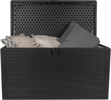 Скриня для зберігання речей Grindi Morus 570л - водонепроникна садові меблі, подушки, інструменти - для балкона, тераси, саду (Чорний)