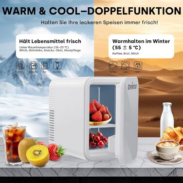 Mini холодильник Enventor 10L: компактний, тихий, з функцією охолодження та підігріву (12V/220V) для авто, спальні, офісу