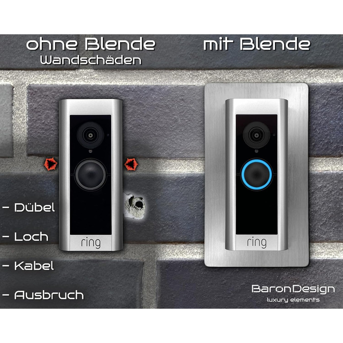 Накладки для Ring Video Doorbell Pro: нержавіюча сталь, аксесуари, кріплення, щиток, панель для кріплення на стіну, полірована сталь