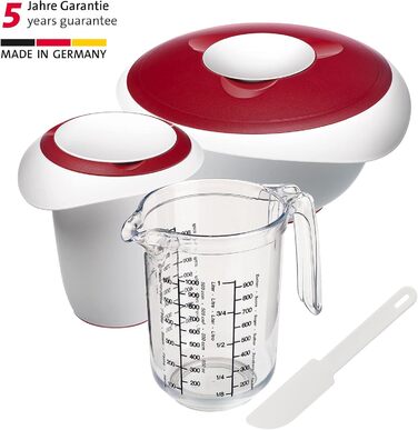 Набір для випічки Westmark Back-Set 4 шт. з мисками, вінчиком, мірною склянкою та скребком/роз’єднувачем для випічки, пластик, білий/червоний/прозорий, 315522E7