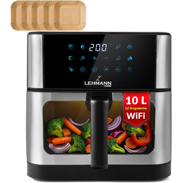 Фритюрниця повітряна LEHMANN XXL з 2 камерами (10л), 13 програм, touch display, антипригарне покриття