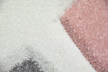 Дитячий килимок для ігор, килимок для дитячої кімнати, дитячий килимок, кролик в рожево-біло-сірому кольорі (80 х 150 см)