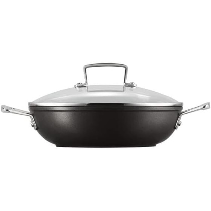 Сковорода Le Creuset з антипригарним покриттям з кришкою, 24 см, для всіх плит (включно з індукцією), антрацит/срібло