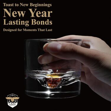 Набір склянок для віскі LIITON American Peaks Kristall, 4 шт., 300 мл, для охолодження, ідеальний подарунок для чоловіків