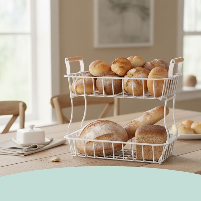 Relaxdays Двоярусний металевий фрутниця з ручками