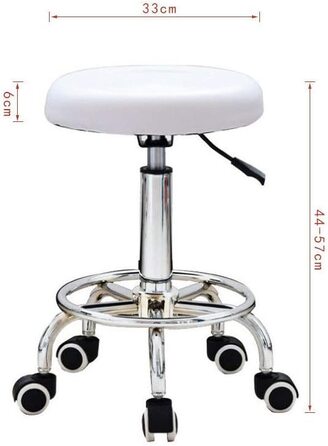 Обертовий стілець на колесах мінус один, обертовий стілець на колесах, барний стілець, робочий стілець, косметичний стілець, стілець для перукарні, вільно обертається на 360 , вантажопідйомність до 100 кг (білий)