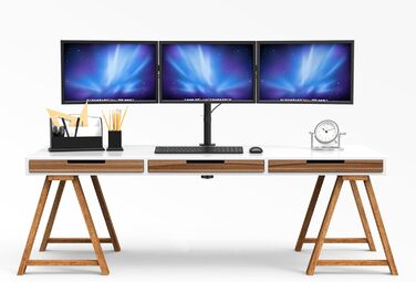 Підставка для моніторів BONTEC на 3 монітори, 13-24 дюйми, LED/LCD, регульована, VESA 75/100, чорна