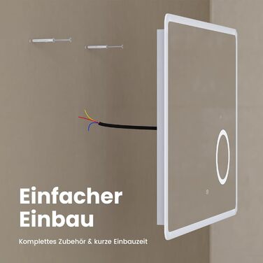 Дзеркало для ванної кімнати EMKE з підсвічуванням 100x60 см, LED, 3x косметичне дзеркало, 6500K, сенсорне, IP44, енергозберігаюче