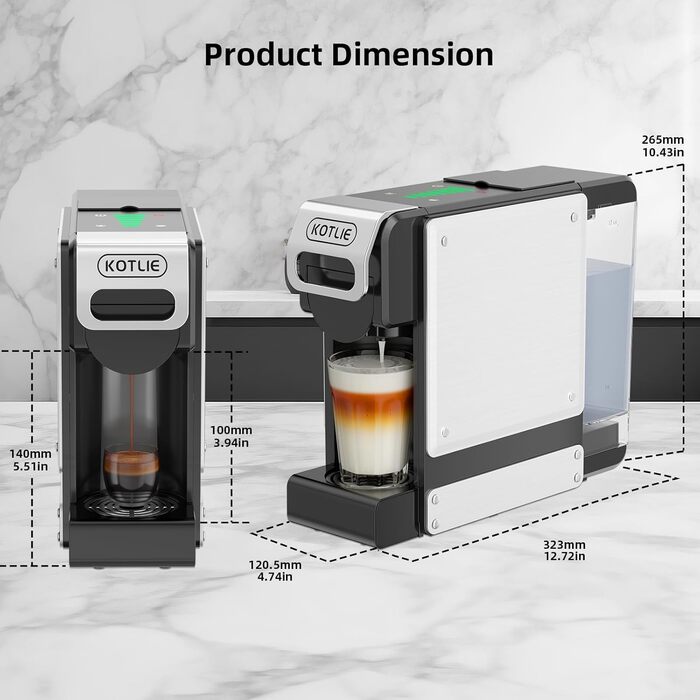 Кавомашина KOTLIE ST-550 Multi-Kapsel: 4-в-1 для Nes Original, Dolce Gusto, Mio та з меленої кави, 19 Bar, 7 рівнів