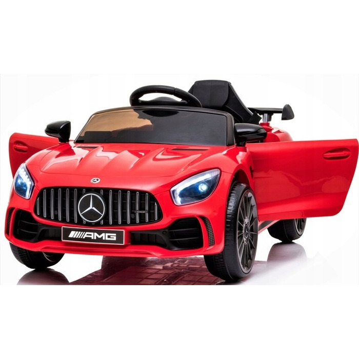 Дитячий електромобіль Mercedes GTR-S: м'які колеса EVA, шкіряне сидіння, пульт ДК, червоний