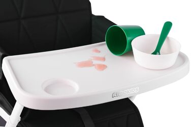 Дитячий стільчик RicoKids для годування - стілець для малюків 6-36 місяців, знімний столик, м'яке сидіння, чорно-білий