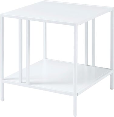 Журнальний стіл Kumlinge Диванний стіл з 3 полицями Стіл для вітальні Журнальний столик у формі драбинки Мінімалістичний дизайн 50x60x60 см для вітальні та спальні Офіс Вхідна зона (Білий, 45x45x47см)